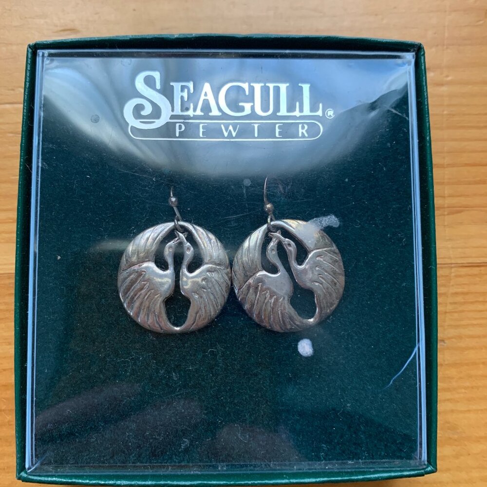 New Listing: Seagull Pewter ‘Kissing-Loon’ Earrings